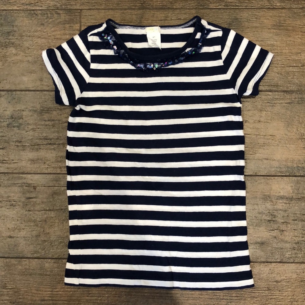 5 for $20! Crewcuts Navy/White Striped Tee- 6